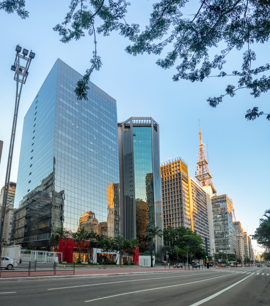 Vista da Avenida Paulista, em São Paulo, com edifícios de diferentes segmentos