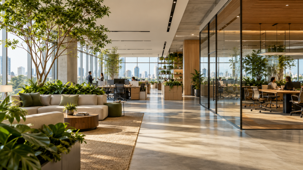 Escritório moderno com jardim interno