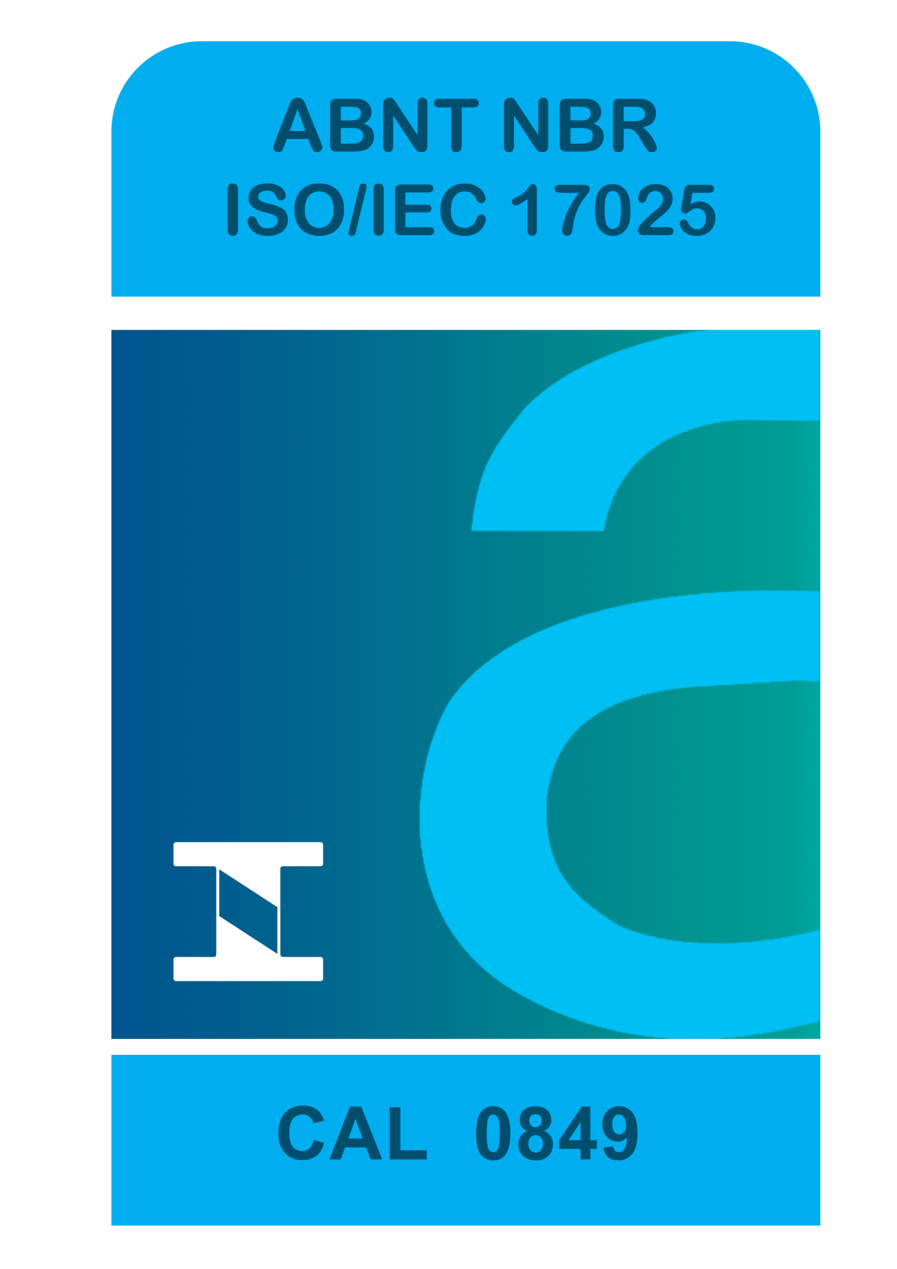 Selo de acreditação Inmetro ABNT NBR ISO/IEC 17025 CAL 0849